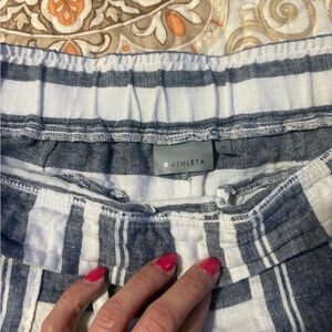 Athleta Navy and White Vertical Stripe Casual Skirt